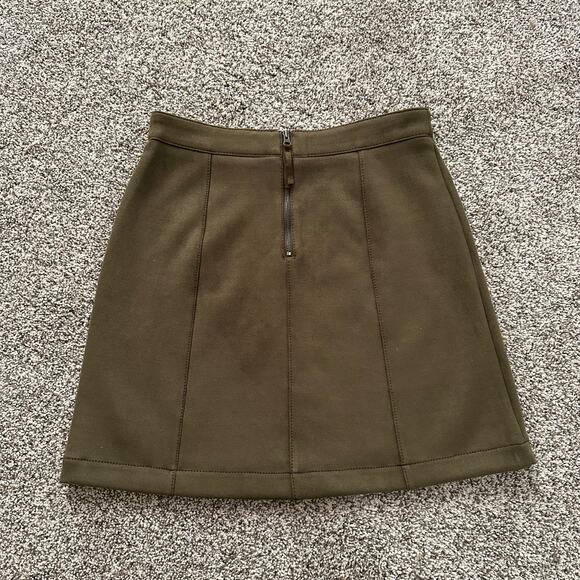 Maeve Anthropologie army green suede a-line mini skirt size 2 - Picture 3 of 9